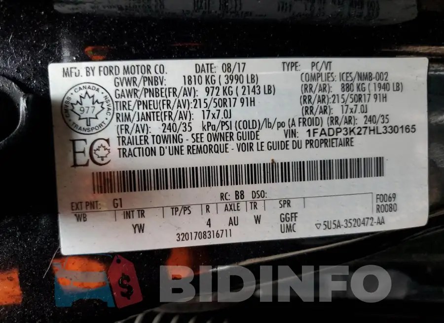 1FADP3K27HL330165 Photo# 12