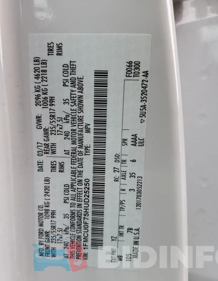 1FMCU0F75HUD25250 Photo# 13