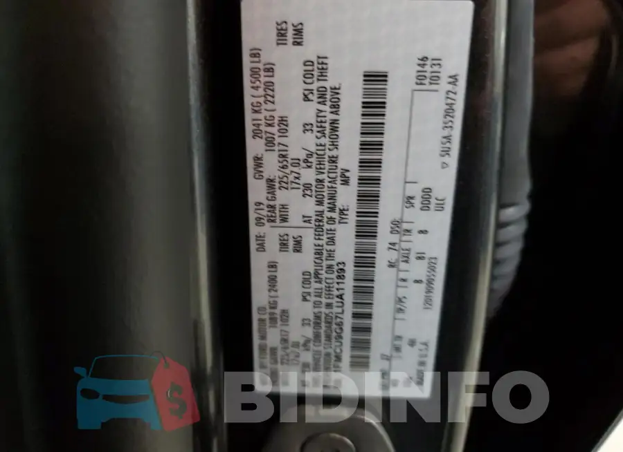 1FMCU9G67LUA11893 Photo# 13