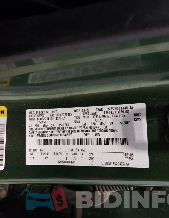 1FMEE5DP8NLB54517 Photo# 13