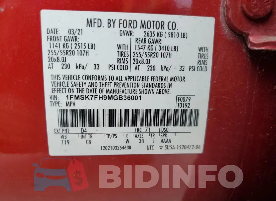 1FMSK7FH9MGB36001 Photo# 14