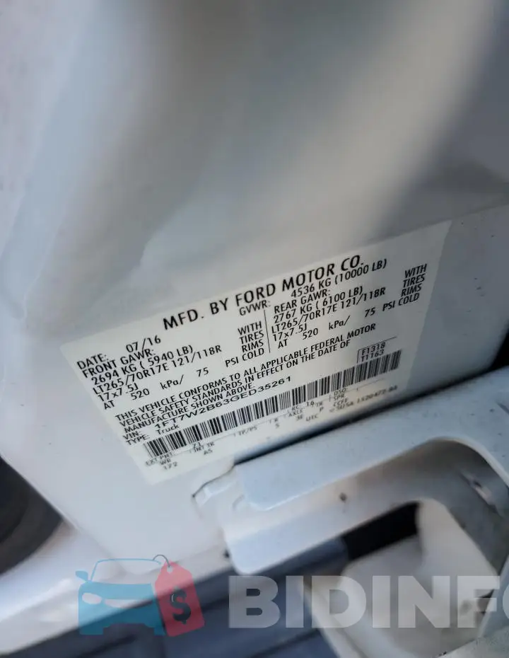 1FT7W2B63GED35261 Photo# 12