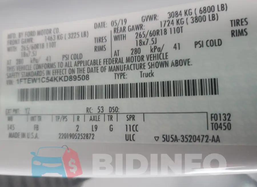 1FTEW1C54KKD89508 Photo# 12