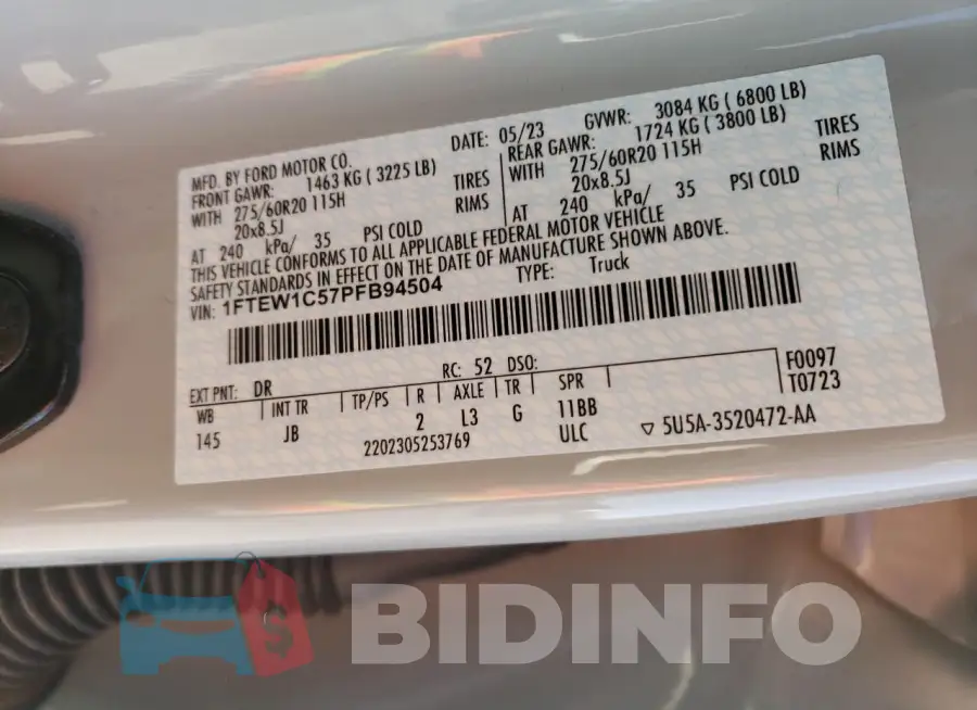 1FTEW1C57PFB94504 Photo# 12