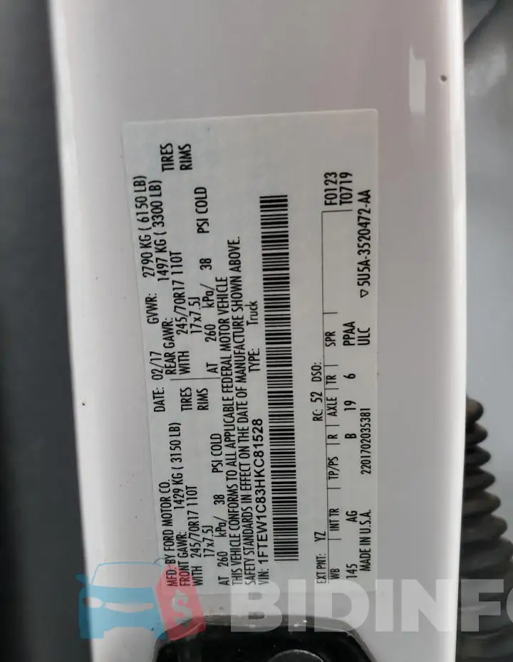 1FTEW1C83HKC81528 Photo# 12