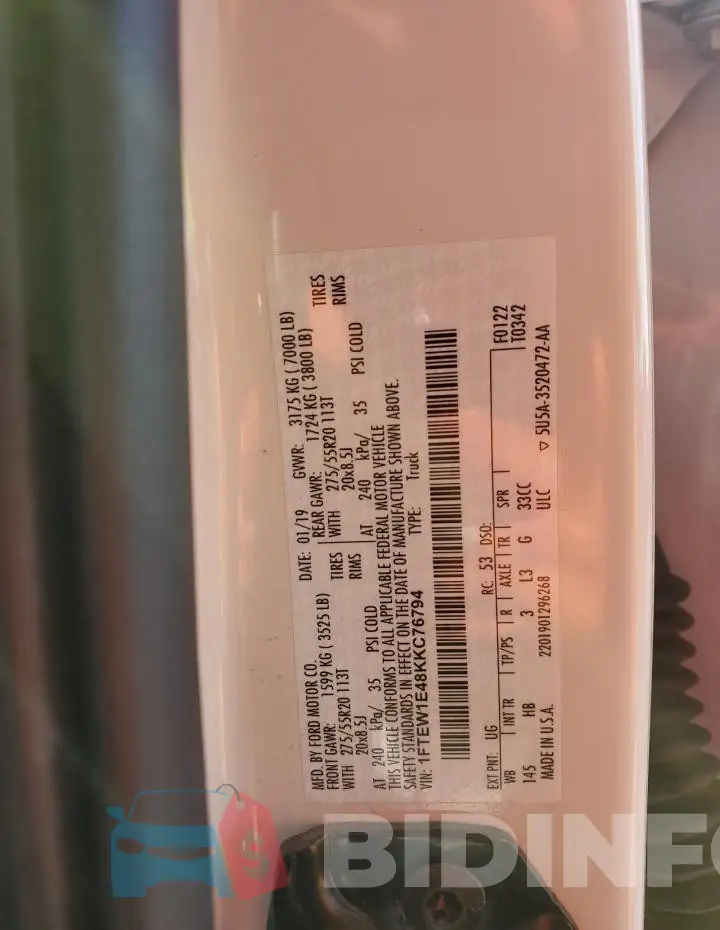 1FTEW1E48KKC76794 Photo# 12