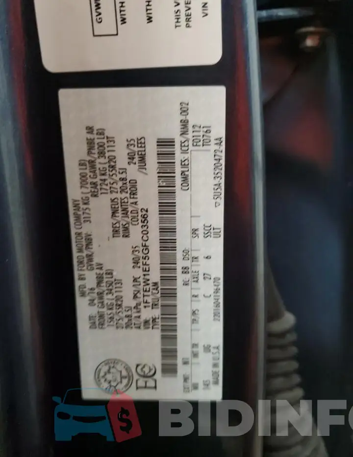 1FTEW1EF5GFC03562 Photo# 13