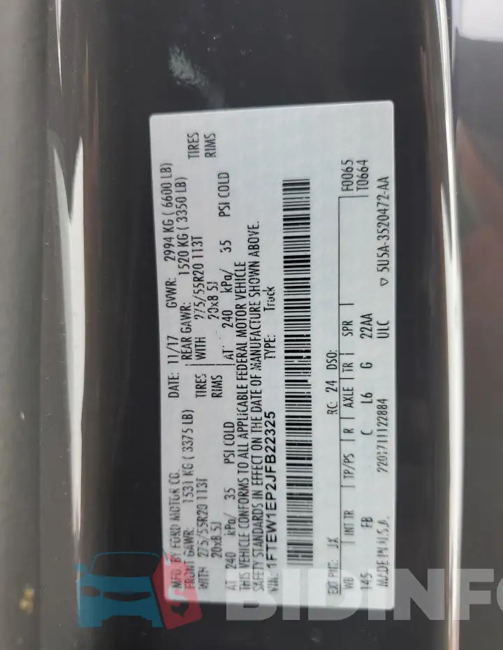 1FTEW1EP2JFB22325 Photo# 12