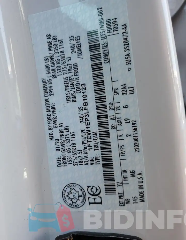 1FTEW1EP3LFB10123 Photo# 12
