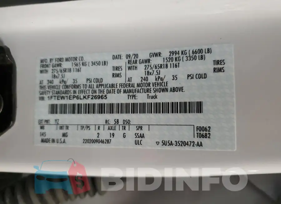 1FTEW1EP6LKF26965 Photo# 12