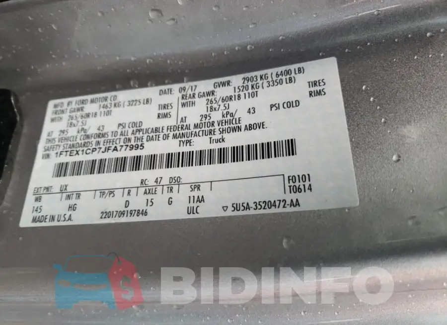 1FTEX1CP7JFA77995 Photo# 12