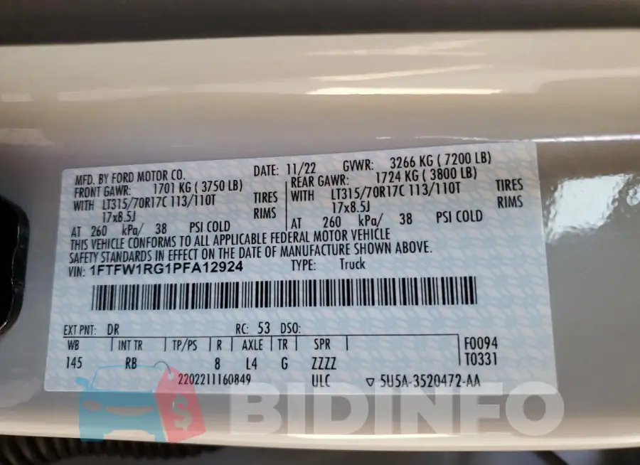 1FTFW1RG1PFA12924 Photo# 12