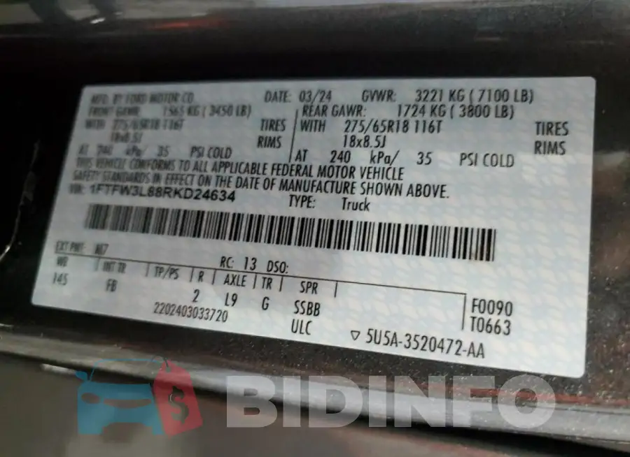 1FTFW3L88RKD24634 Photo# 12