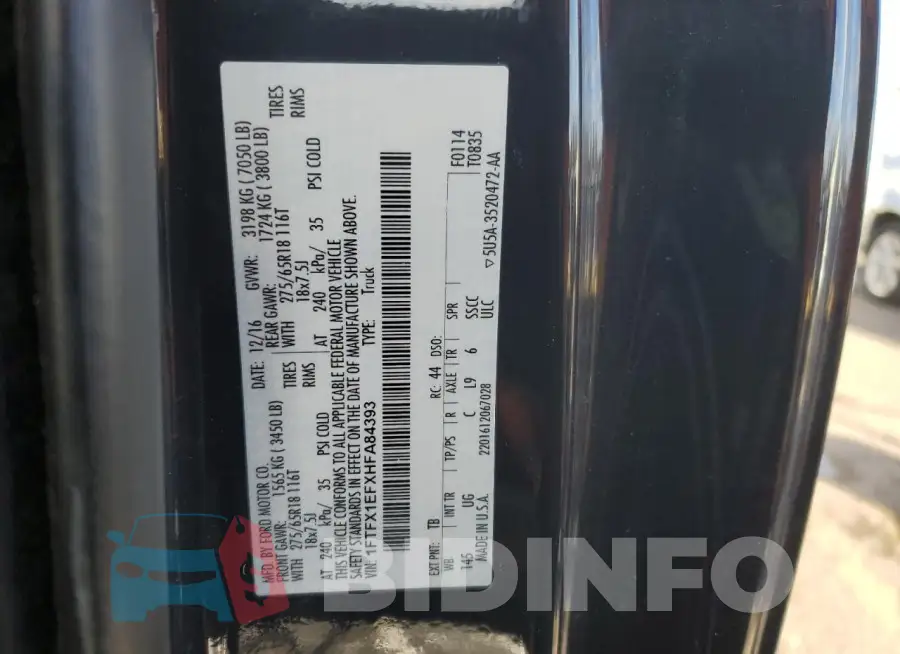 1FTFX1EFXHFA84393 Photo# 12