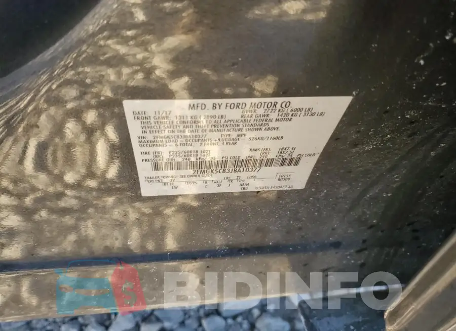 2FMGK5C83JBA10377 Photo# 12