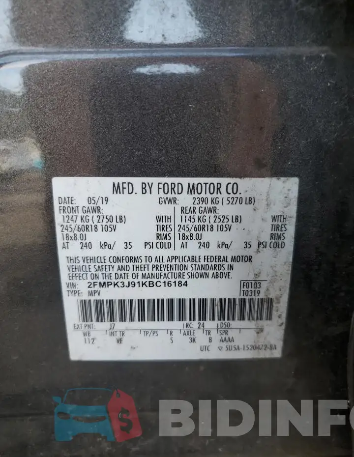 2FMPK3J91KBC16184 Photo# 13