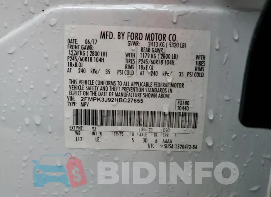 2FMPK3J92HBC27655 Photo# 14
