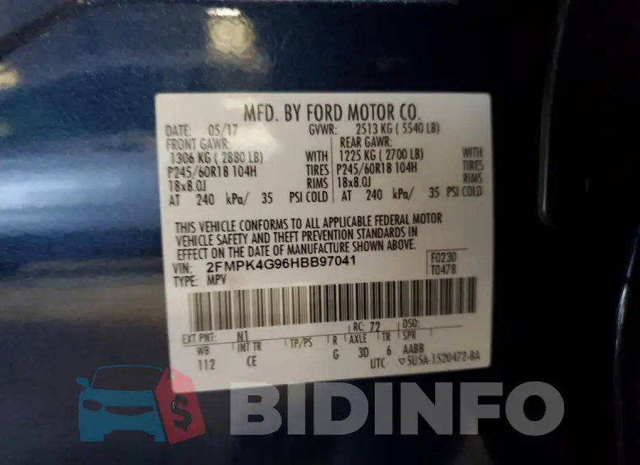 2FMPK4G96HBB97041 Photo# 14
