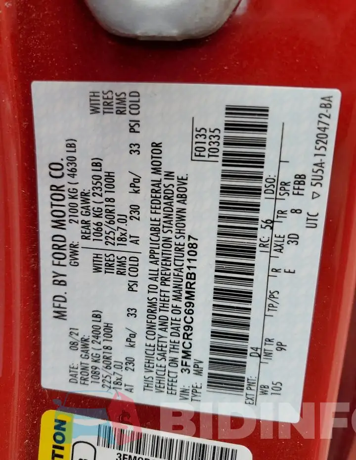 3FMCR9C69MRB11087 Photo# 14