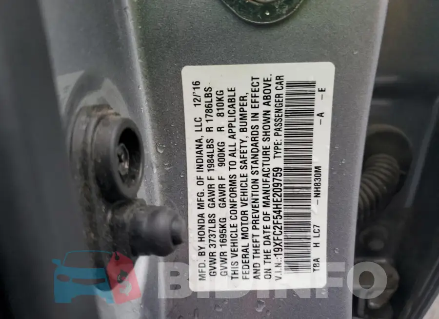 19XFC2F54HE209759 Photo# 12