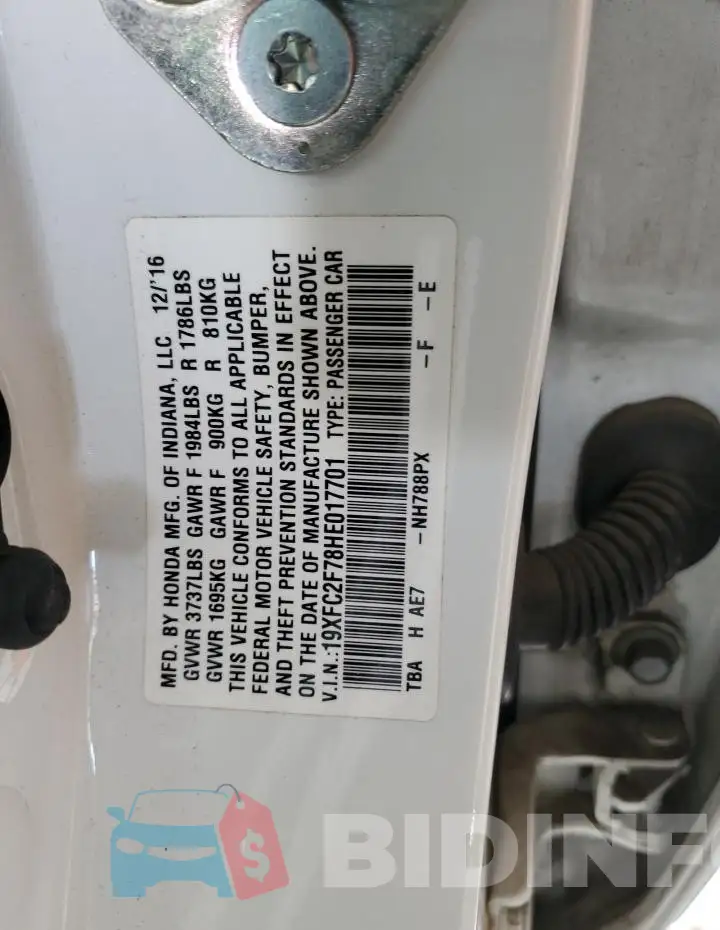 19XFC2F78HE017701 Photo# 12