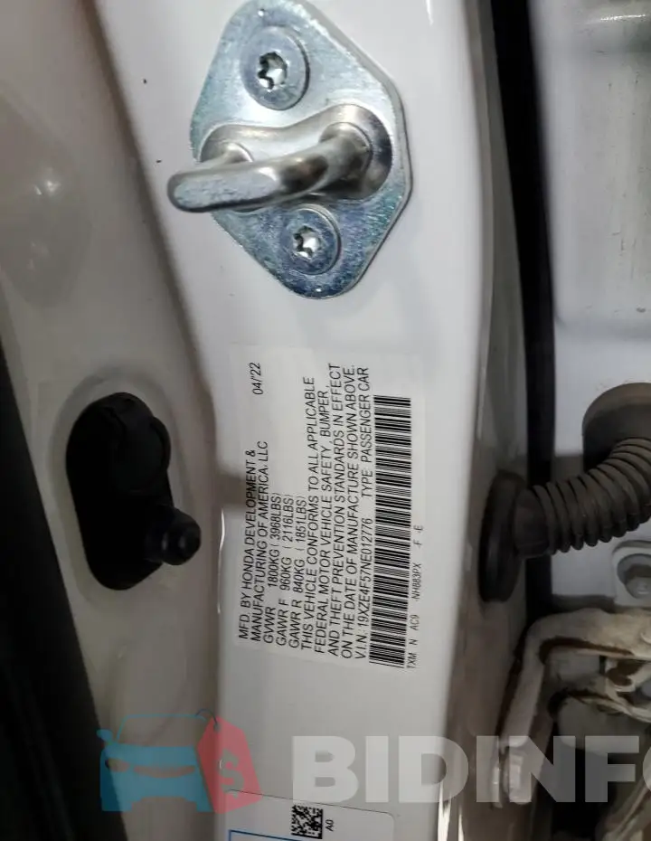 19XZE4F57NE012776 Photo# 12