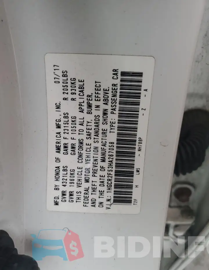1HGCR2F53HA267058 Photo# 12