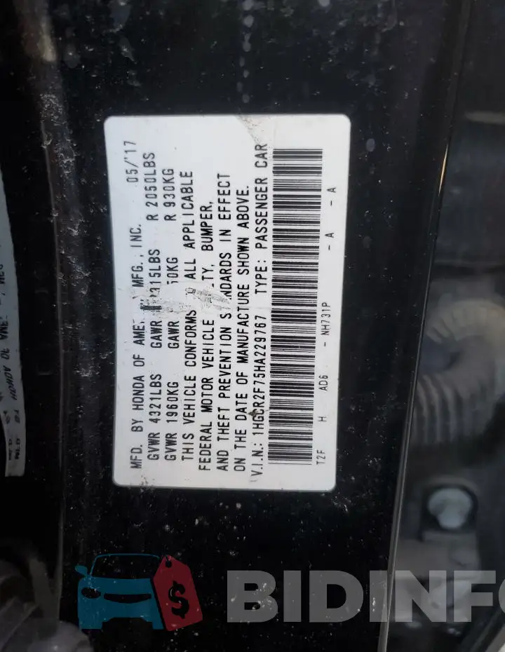 1HGCR2F75HA229767 Photo# 12