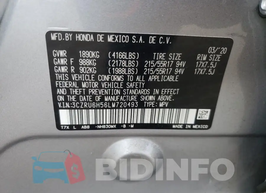 3CZRU6H56LM720493 Photo# 13