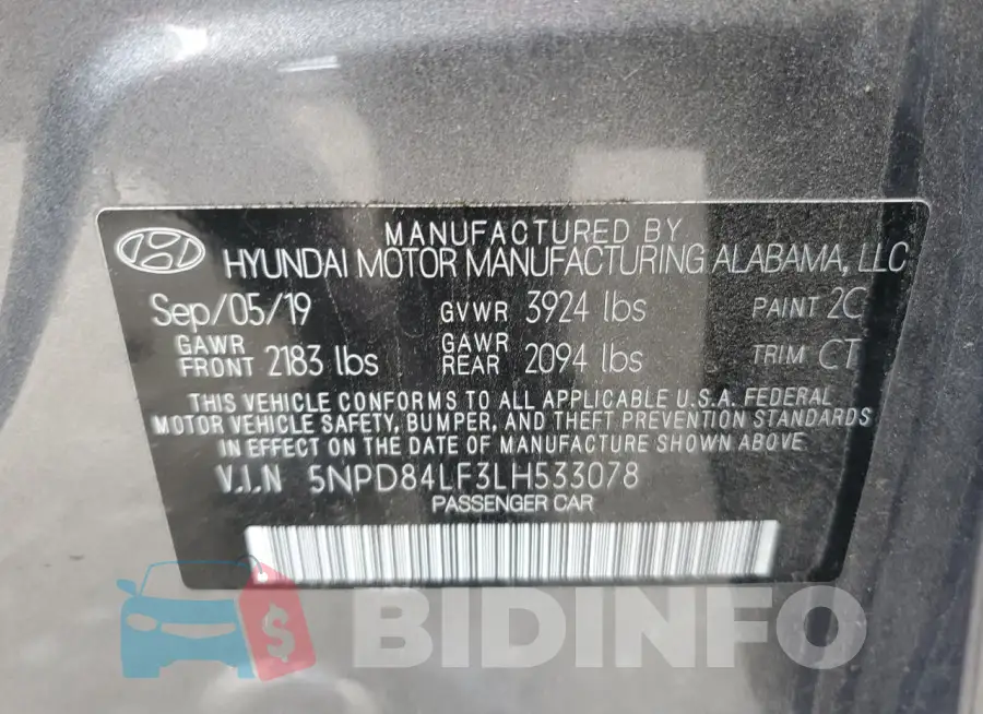 5NPD84LF3LH533078 Photo# 12