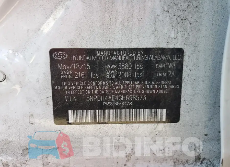 5NPDH4AE4GH698573 Photo# 13