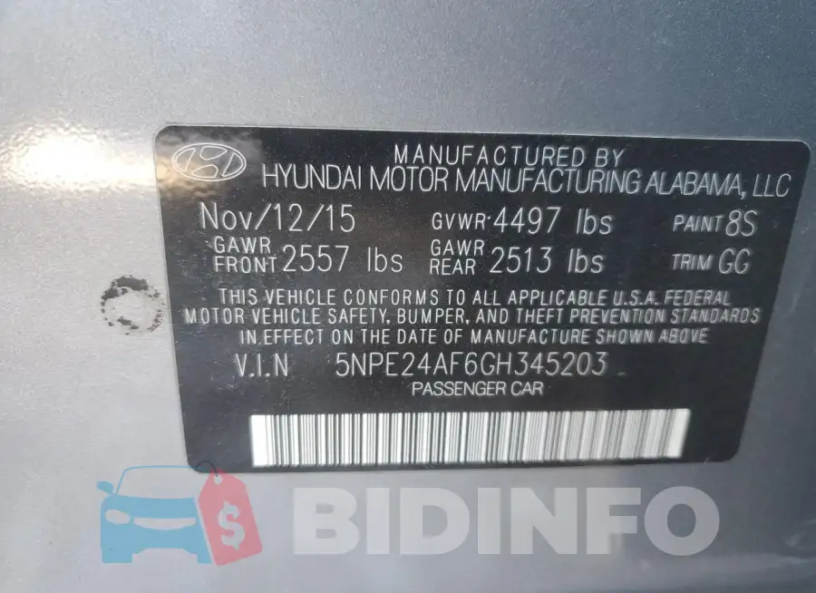 5NPE24AF6GH345203 Photo# 12