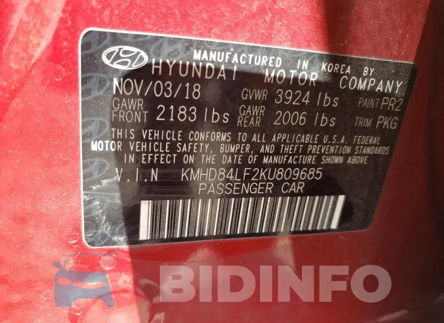KMHD84LF2KU809685 Photo# 12