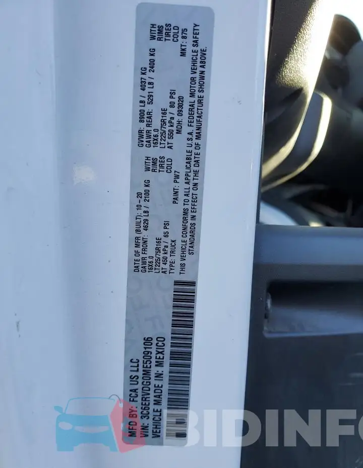 3C6ERVDG0ME509106 Photo# 13