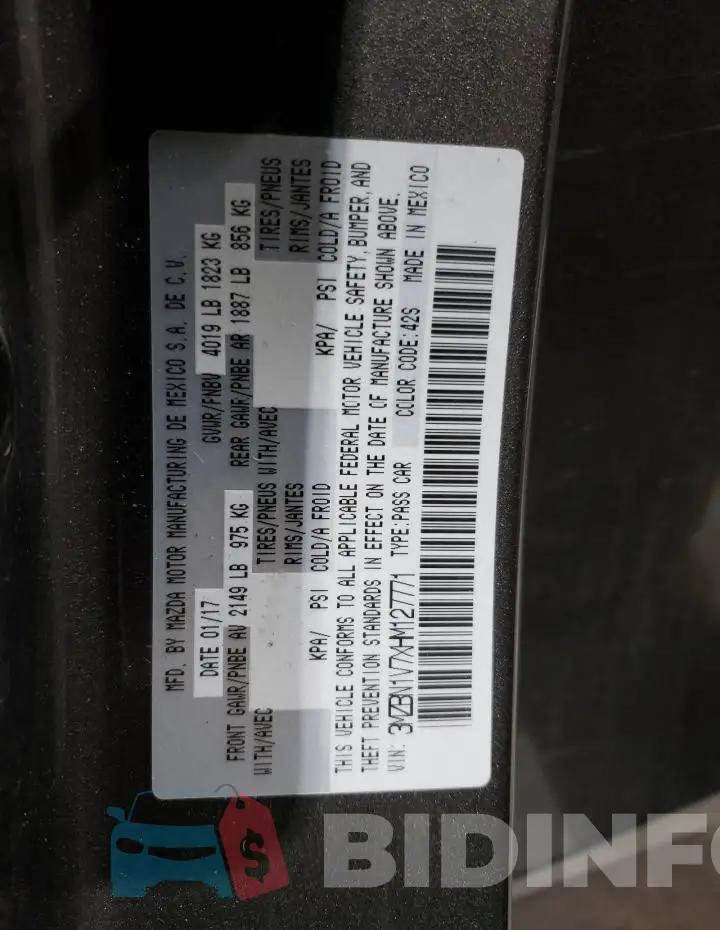 3MZBN1V7XHM127771 Photo# 12