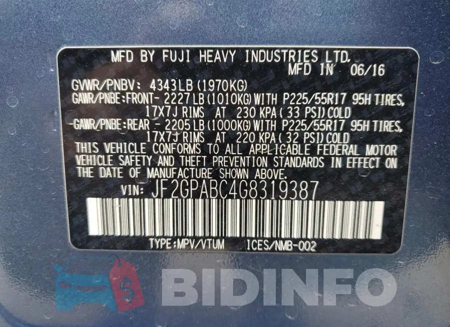 JF2GPABC4G8319387 Photo# 13
