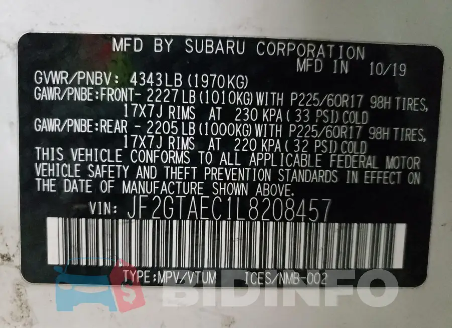 JF2GTAEC1L8208457 Photo# 12