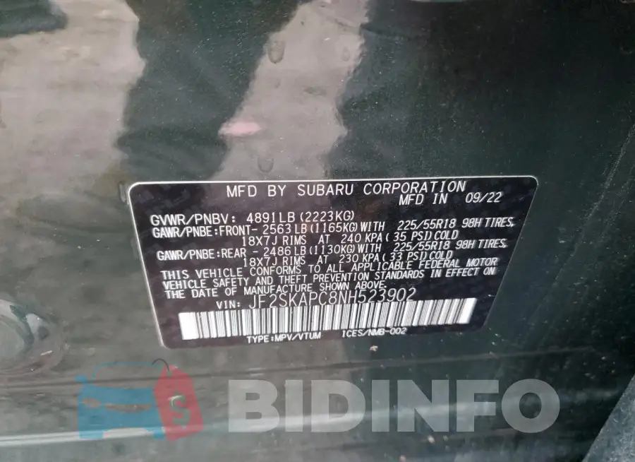 JF2SKAPC8NH523902 Photo# 12