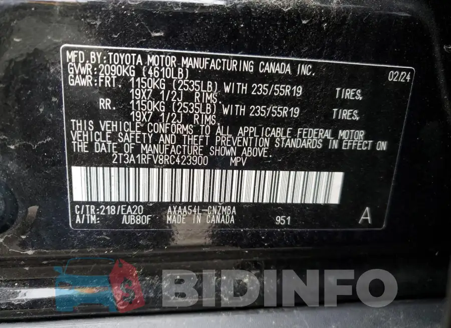 2T3A1RFV8RC423900 Photo# 13