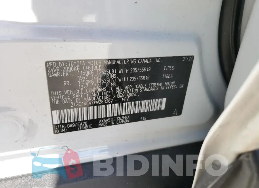 2T3C1RFV7PW283262 Photo# 13