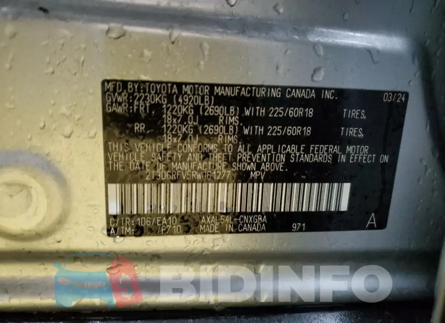 2T3D6RFV5RW061277 Photo# 13