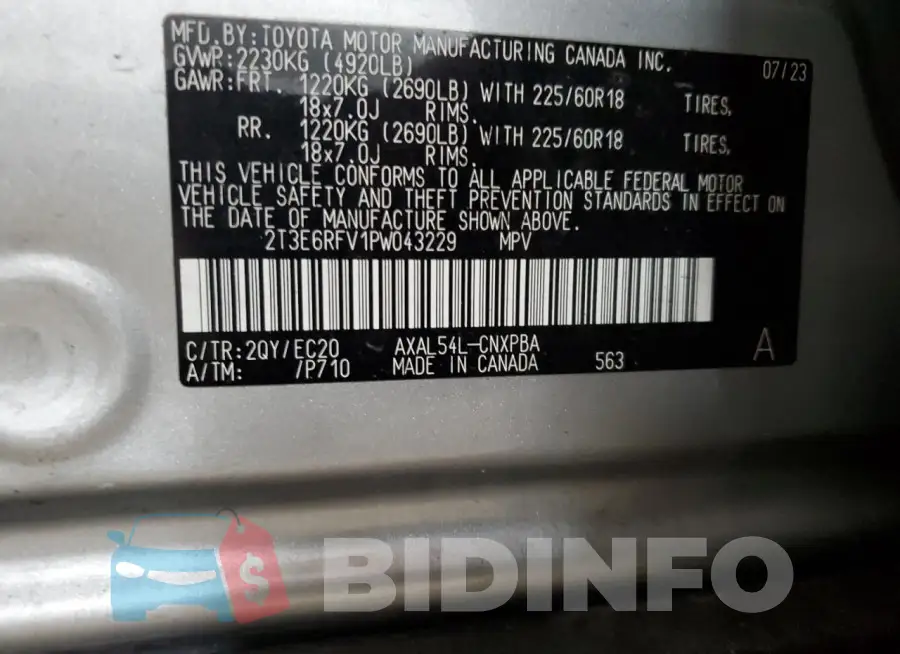 2T3E6RFV1PW043229 Photo# 14