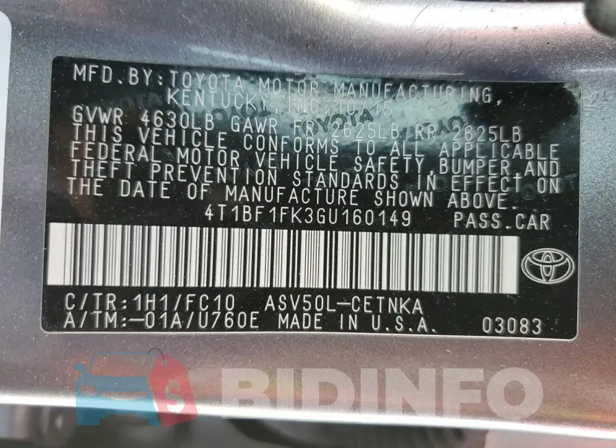 4T1BF1FK3GU160149 Photo# 12