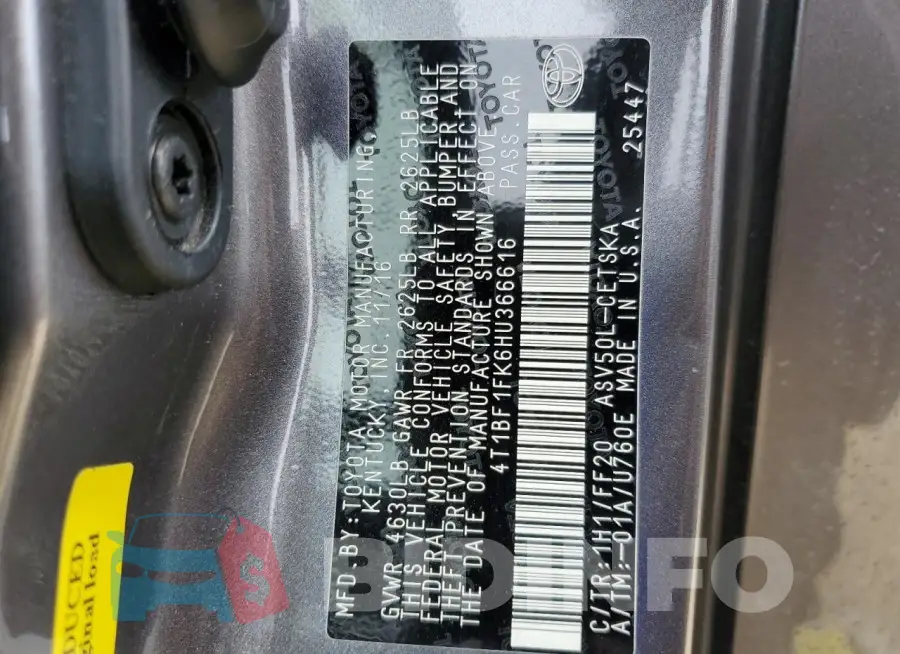 4T1BF1FK6HU366616 Photo# 12