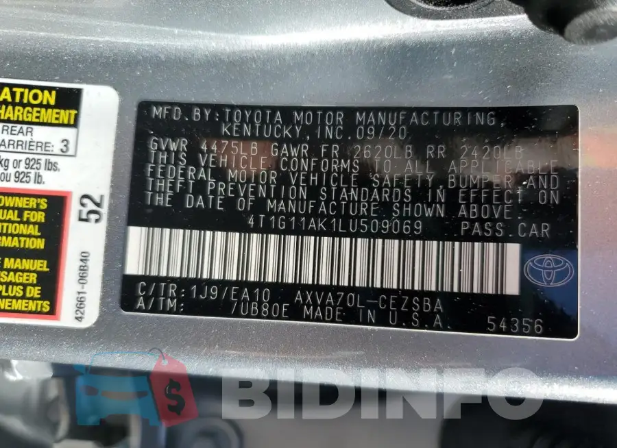 4T1G11AK1LU509069 Photo# 13