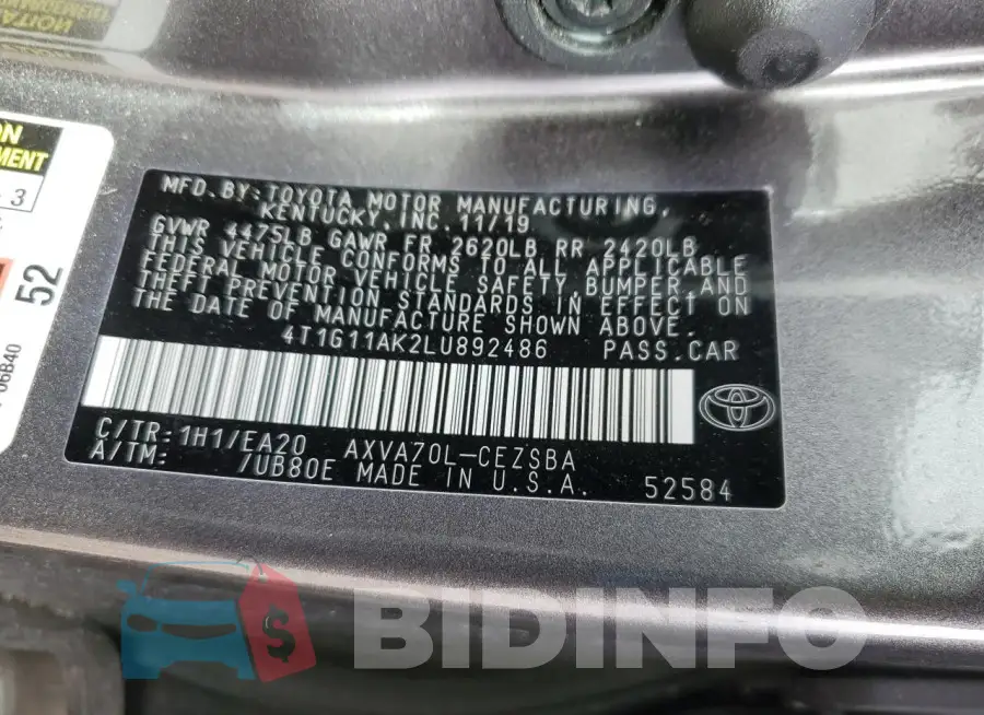 4T1G11AK2LU892486 Photo# 12