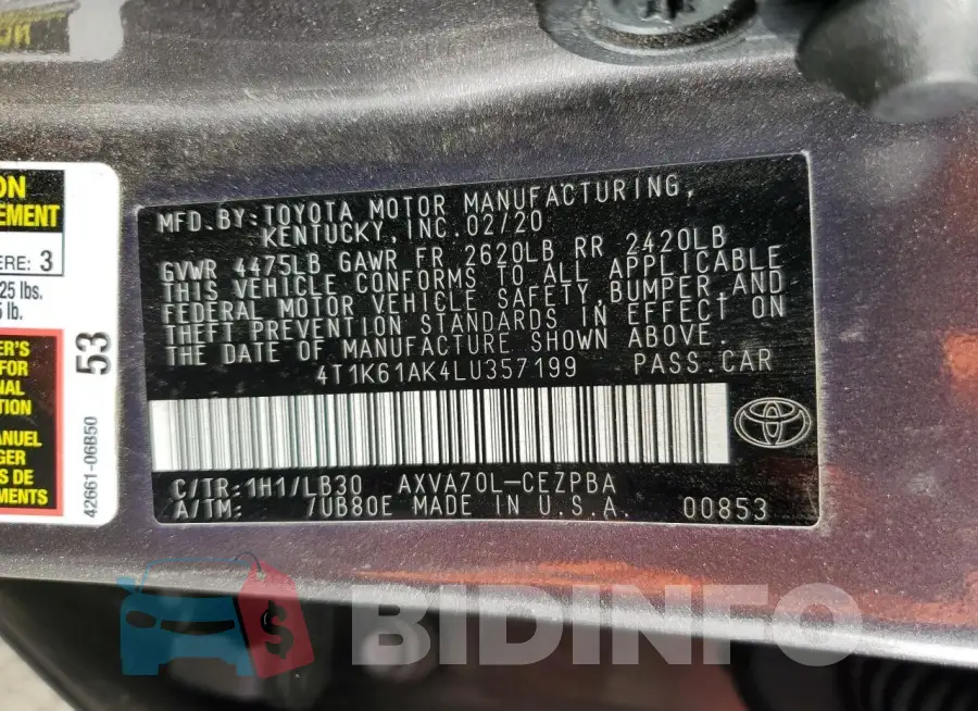 4T1K61AK4LU357199 Photo# 12