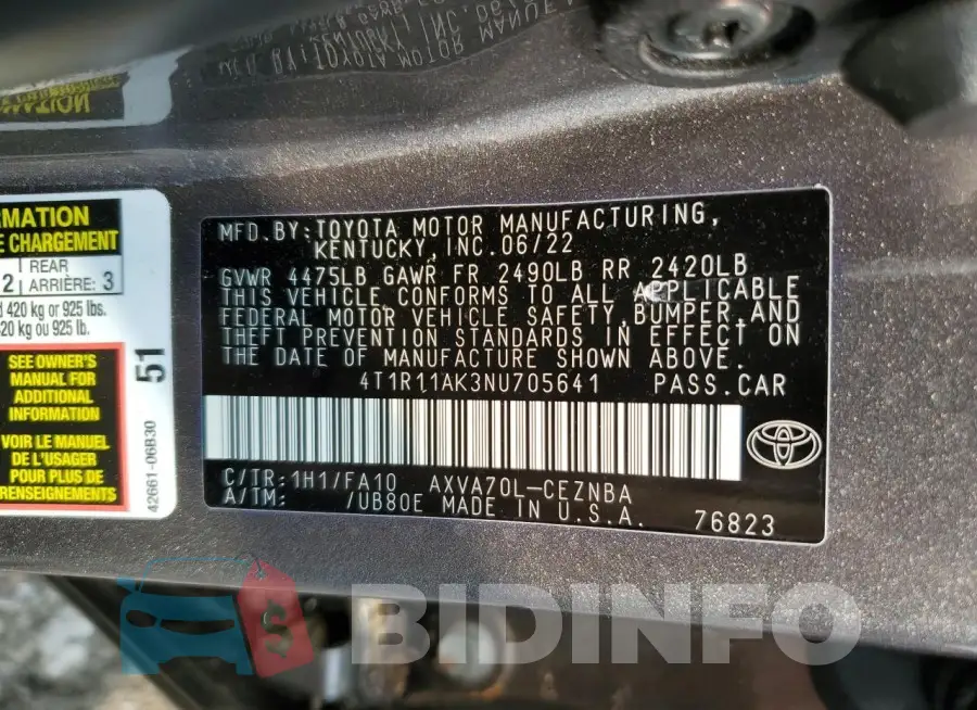 4T1R11AK3NU705641 Photo# 12