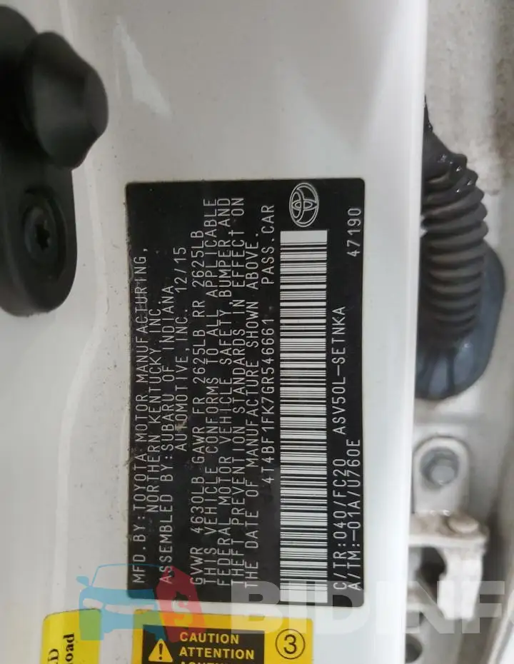 4T4BF1FK7GR546661 Photo# 13