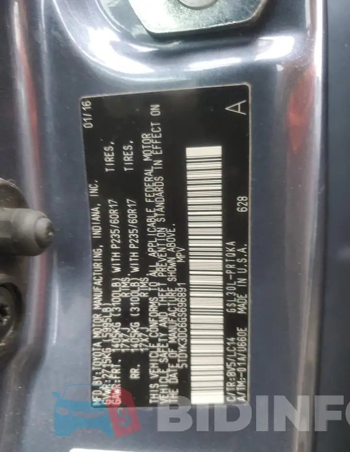 5TDYK3DC6GS696891 Photo# 13